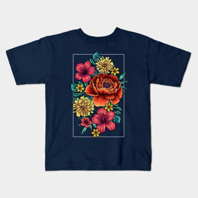 Bloom in Frame B Kids T-Shirt by codrea